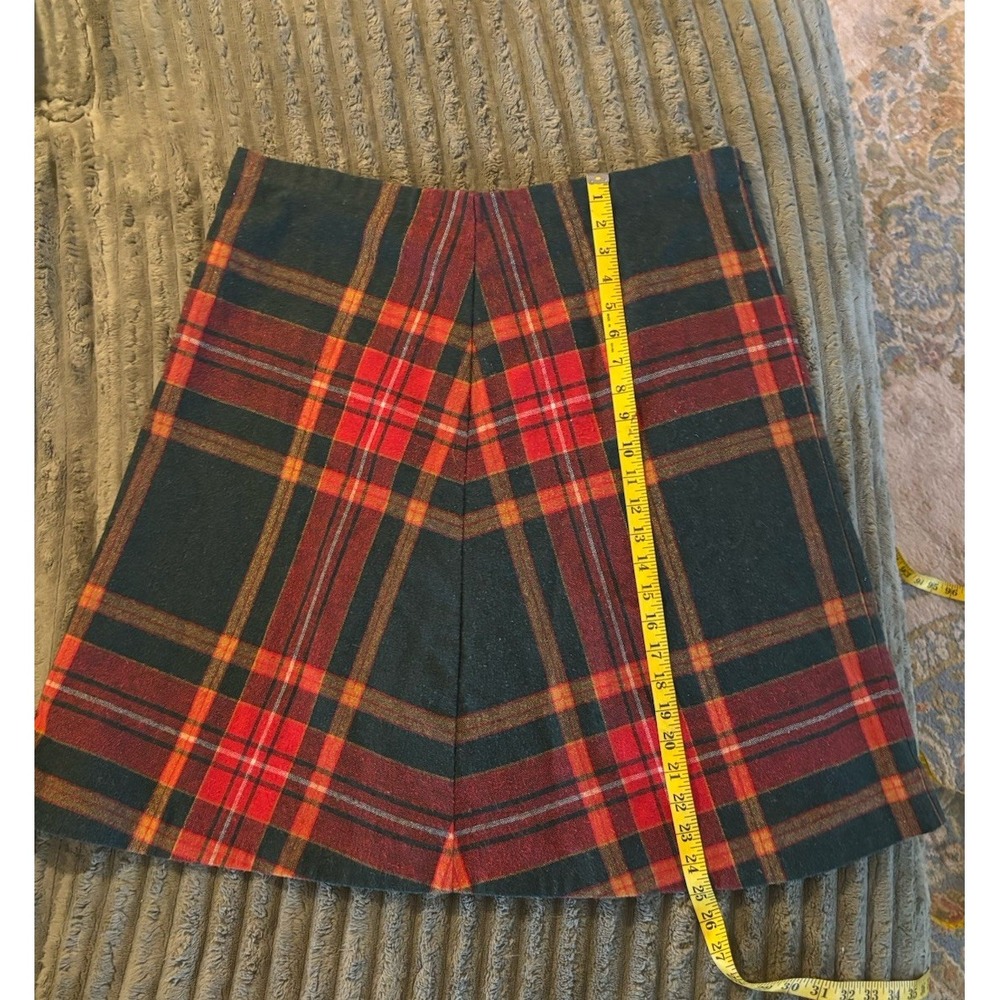 Unbranded A-Line Plaid Wool Blend Vintage Skirt Green, Red and Yellow